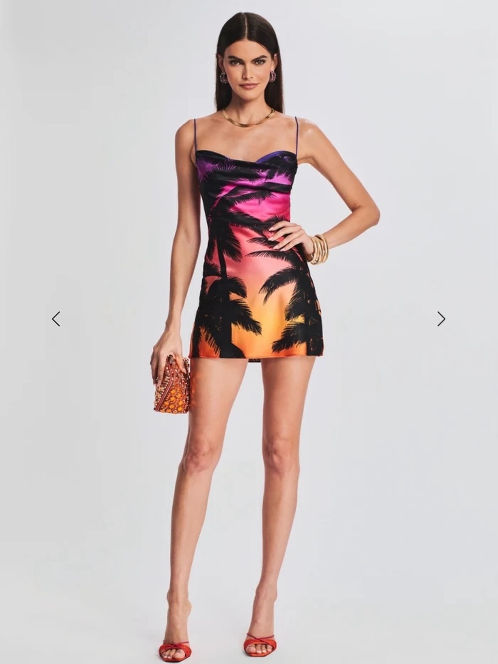 Retrofete Rylynn Silk Dress Sunset Palm
